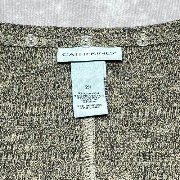 Catherines Plus Size 2X Loose Knit Tunic Top With Scoop Neckline 3/4 Sleeves - Picture 3 of 8